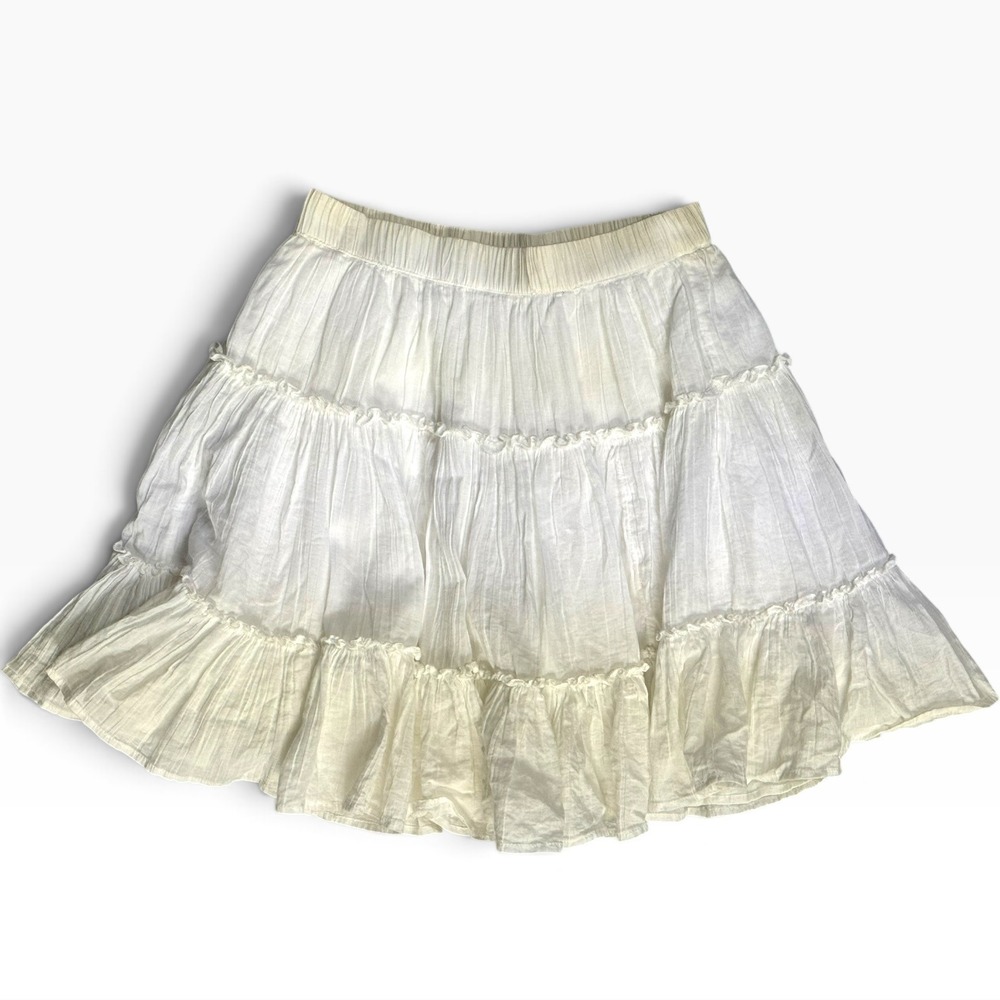 American Eagle White Tiered Mini Skirt XXS Boho Cotton Ruffle Skort